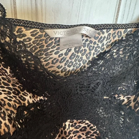 Vintage Victoria’s Secret Leopard Print Lace Chemise Slip Top Dress S/P - Picture 3 of 6